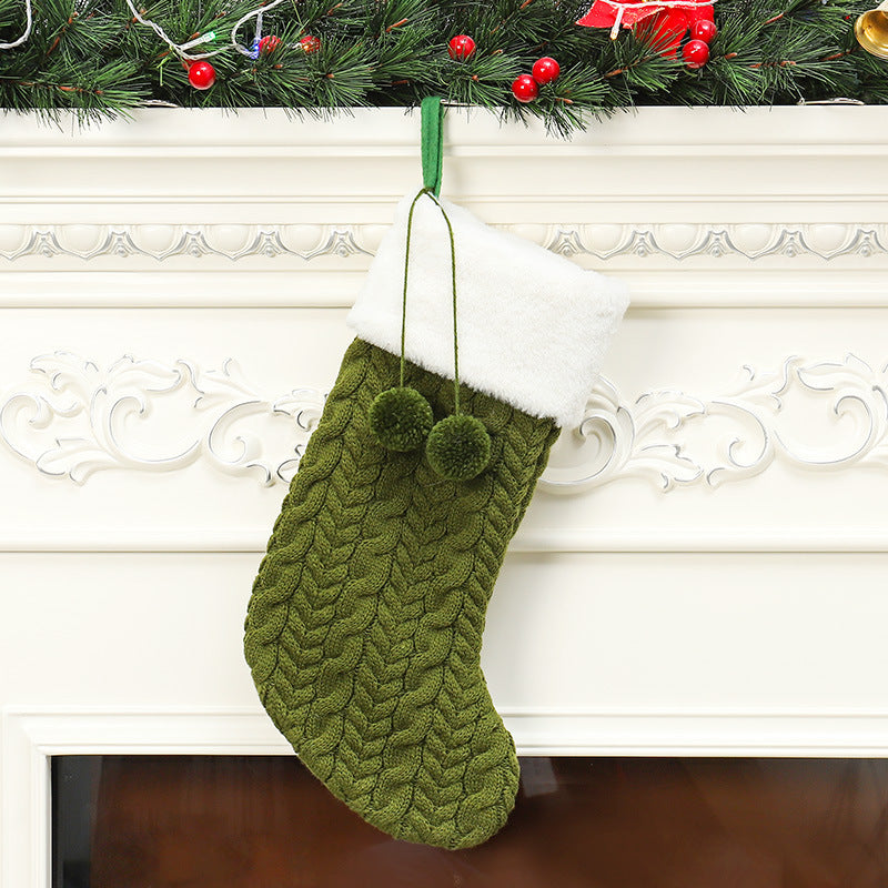 Brehn | Weihnachtsdekorationen gestrickte Wolle dicke weiße Socke