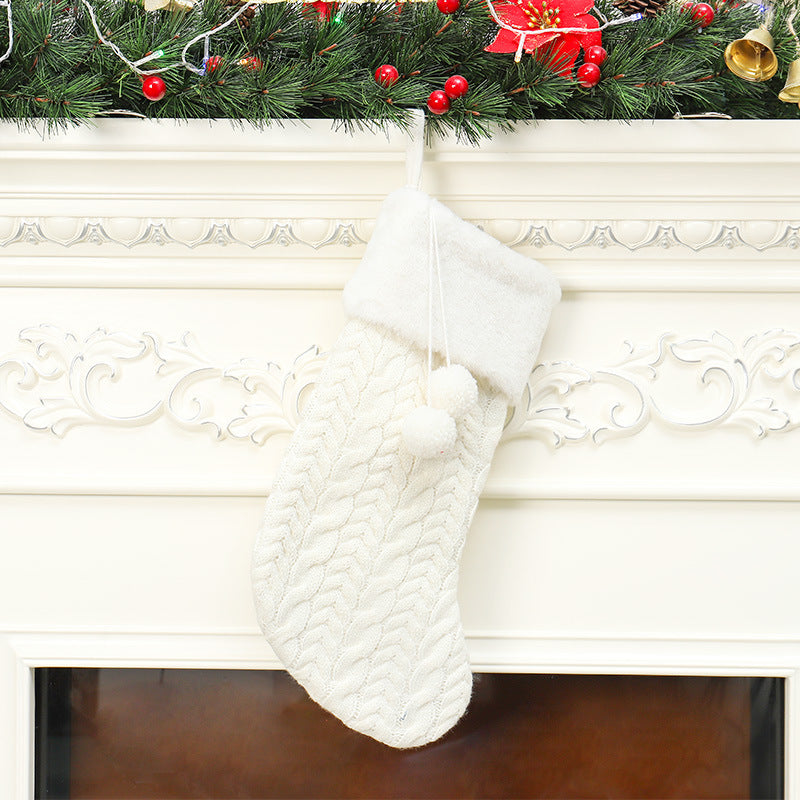 Brehn | Weihnachtsdekorationen gestrickte Wolle dicke weiße Socke