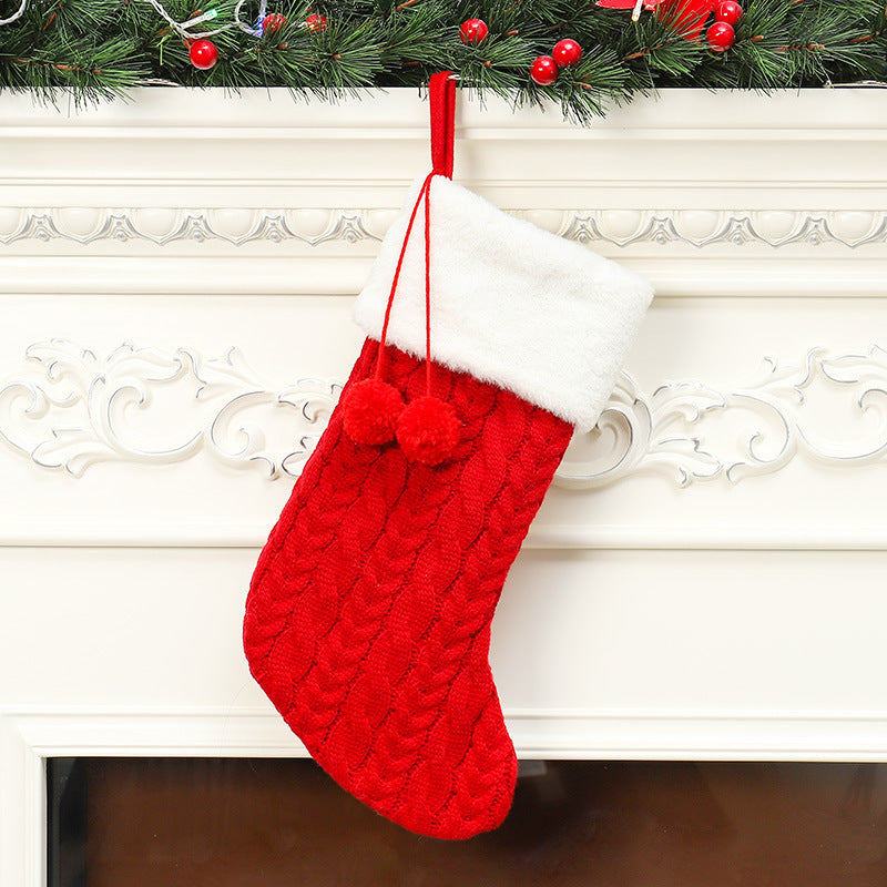 Brehn | Weihnachtsdekorationen gestrickte Wolle dicke weiße Socke