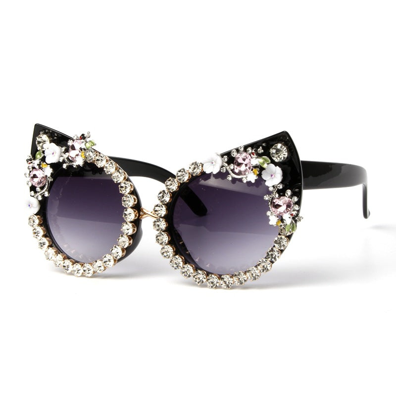 Damen Cat-Eye Sonnenbrille mit funkelnden Schmucksteinen Brehn