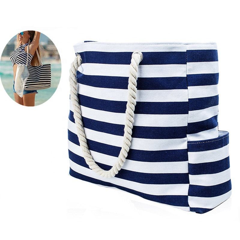 Große Strandtasche mit Maritimem Streifenmuster Brehn