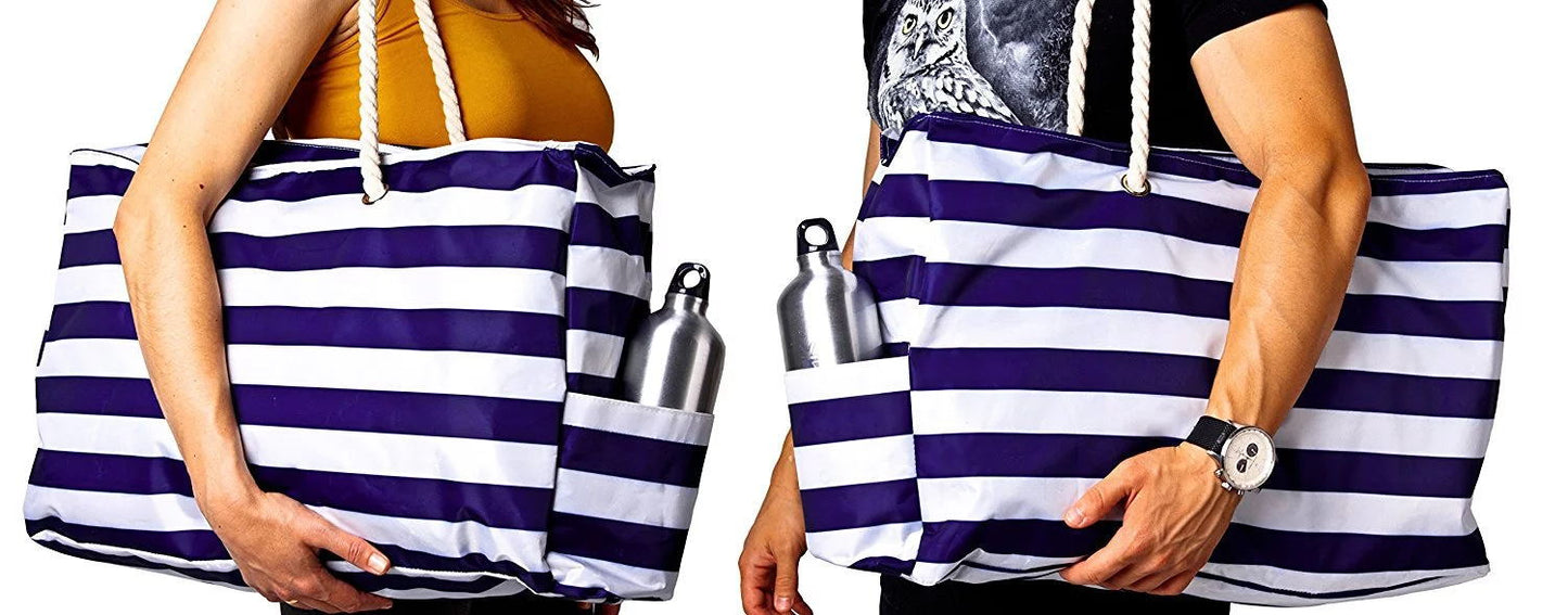 Große Strandtasche mit Maritimem Streifenmuster Brehn