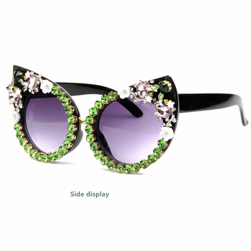 Damen Cat-Eye Sonnenbrille mit funkelnden Schmucksteinen Brehn