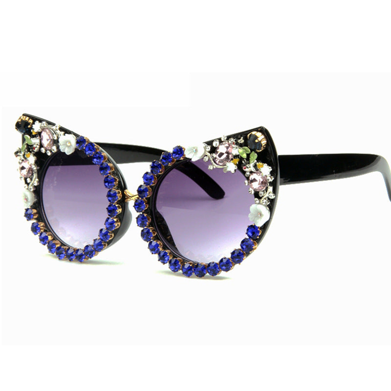 Damen Cat-Eye Sonnenbrille mit funkelnden Schmucksteinen Brehn