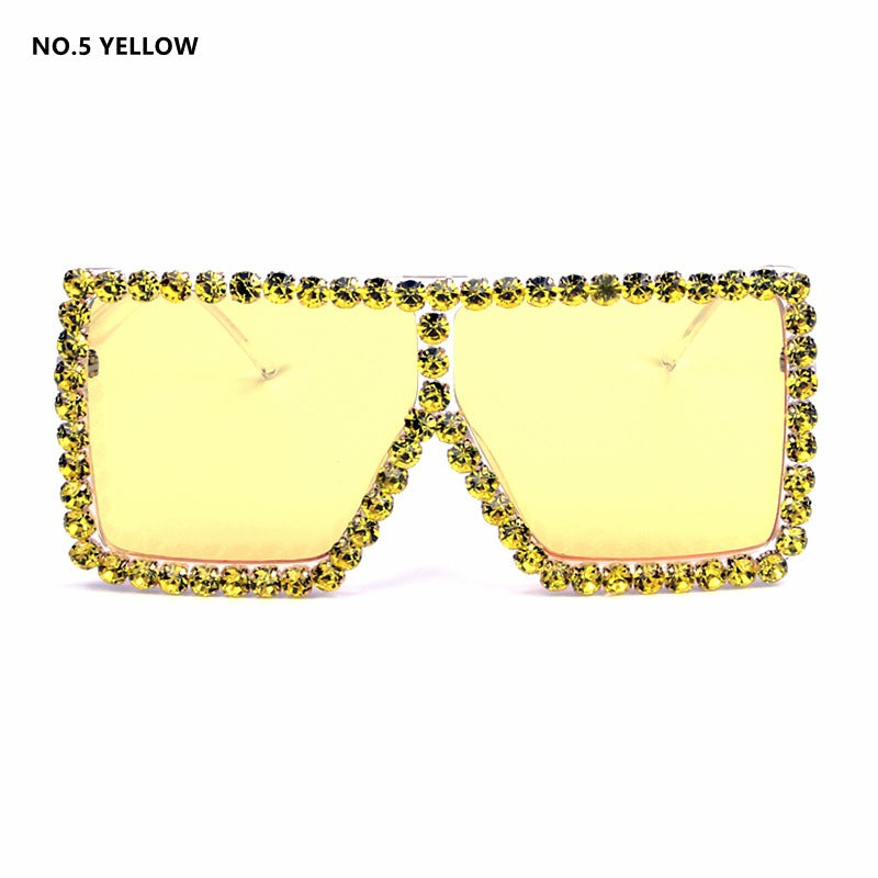 Damen oversized Sonnenbrille mit funkelndem Kristallrahmen Brehn