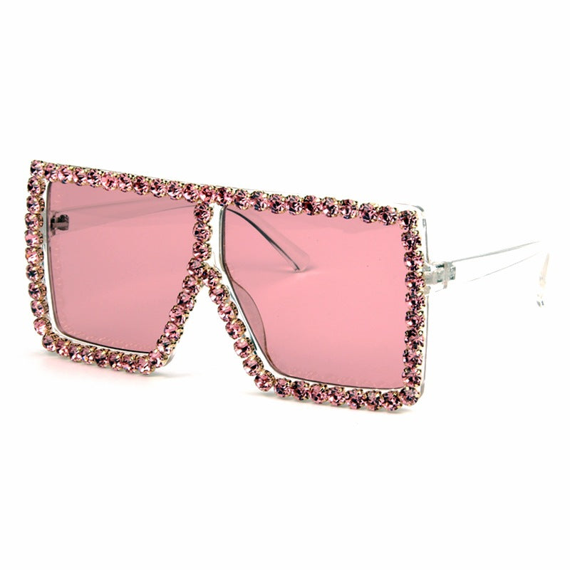 Damen oversized Sonnenbrille mit funkelndem Kristallrahmen Brehn