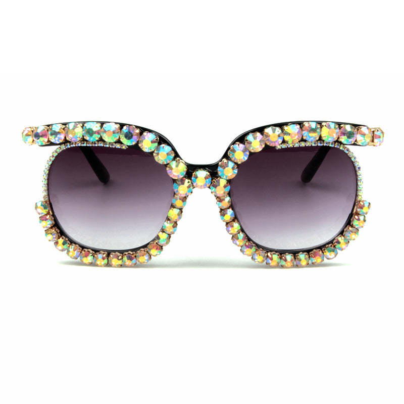 Damen stilvolle Oversize-Sonnenbrille mit funkelnden Strass-Applikationen Brehn