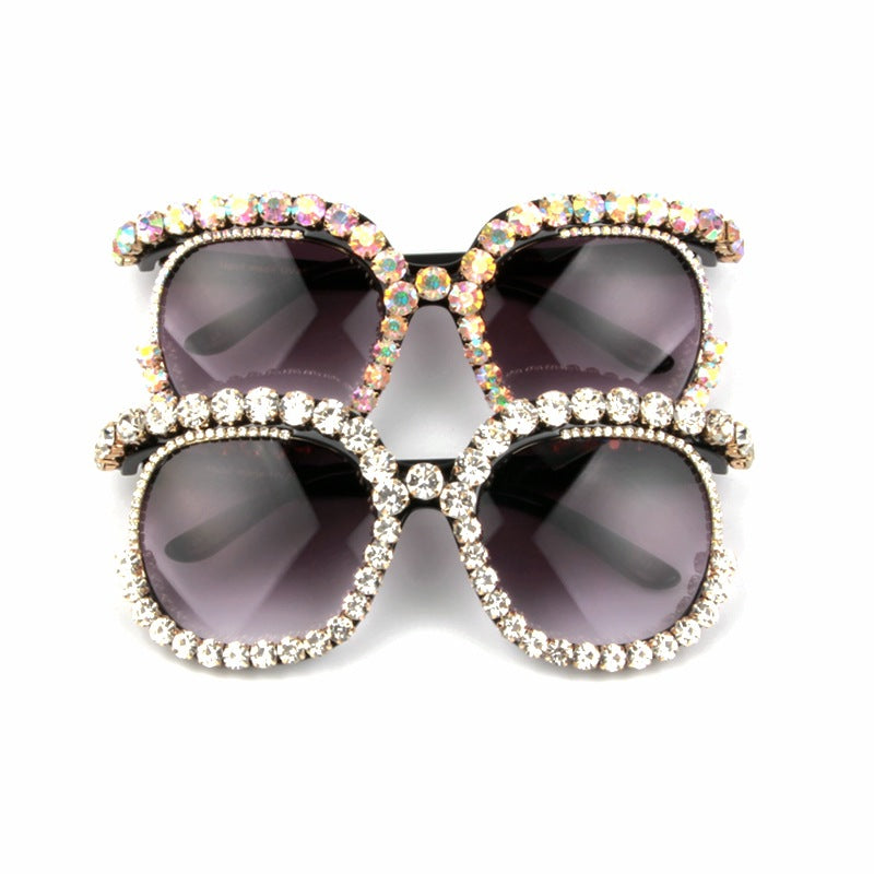Damen stilvolle Oversize-Sonnenbrille mit funkelnden Strass-Applikationen Brehn