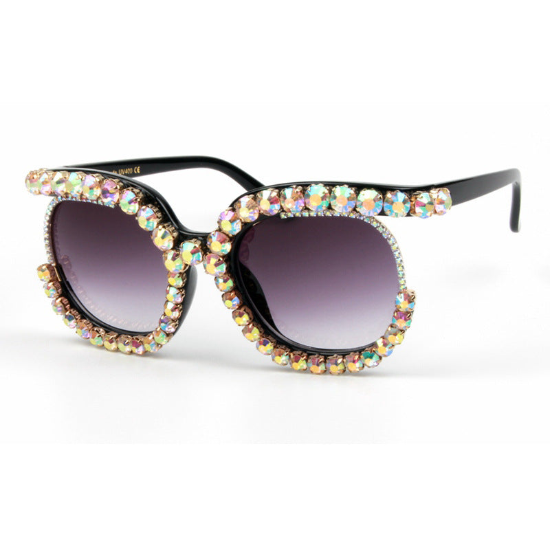 Damen stilvolle Oversize-Sonnenbrille mit funkelnden Strass-Applikationen Brehn
