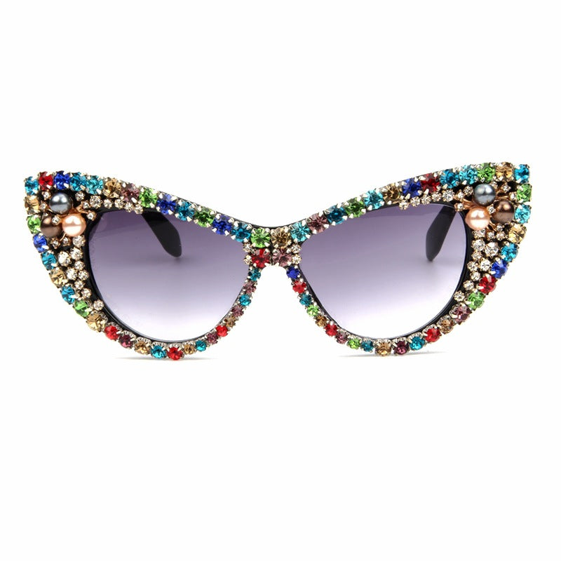 Damen Glamouröse Katzenaugen-Sonnenbrille mit funkelnden Kristallakzenten Brehn