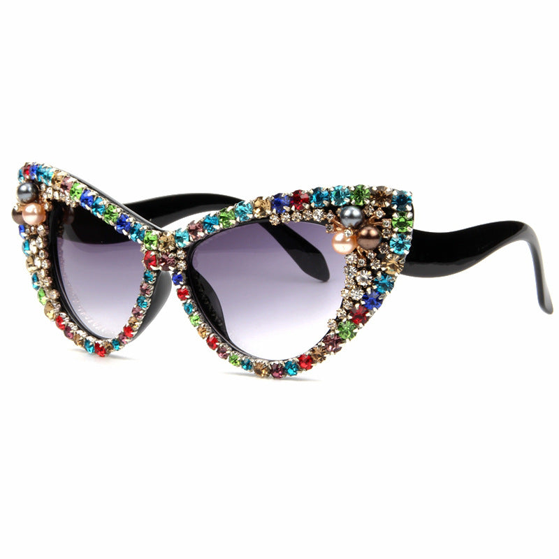 Damen Glamouröse Katzenaugen-Sonnenbrille mit funkelnden Kristallakzenten Brehn