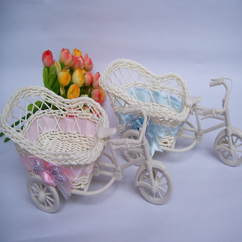 Vintage Dekorative Rattan Fahrrad Pflanzer Brehn