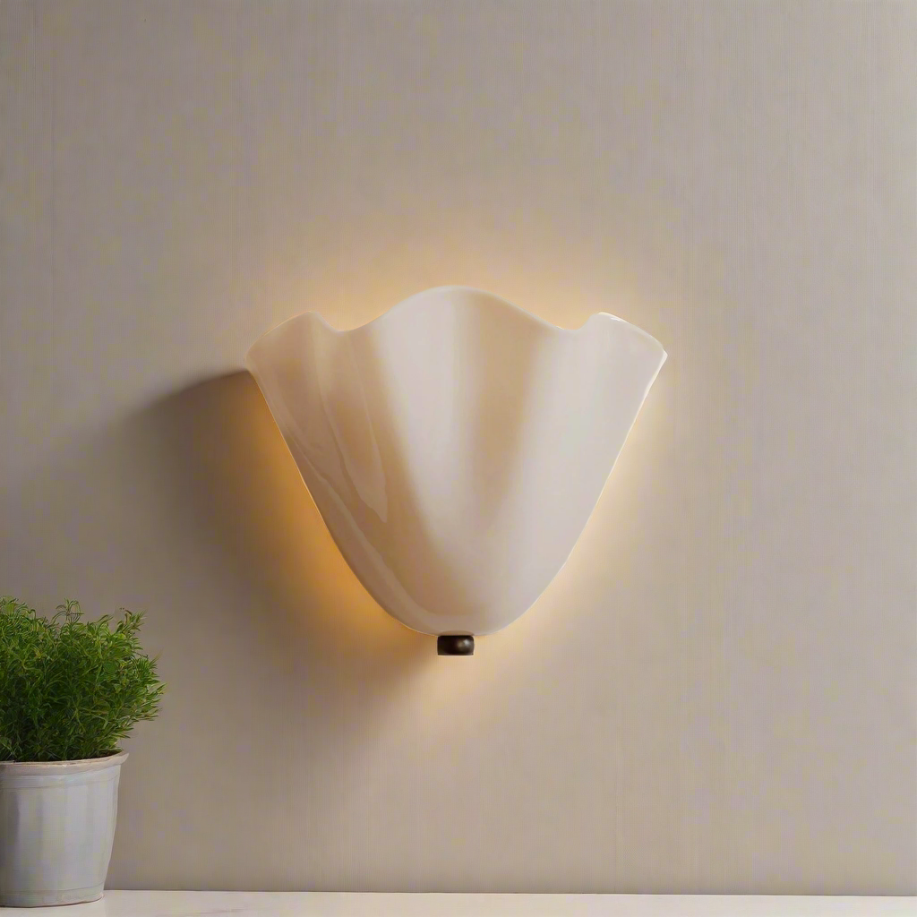 Brehn | Retro Wandleuchte aus farbigem Glas im rockförmigen Schalenmuster