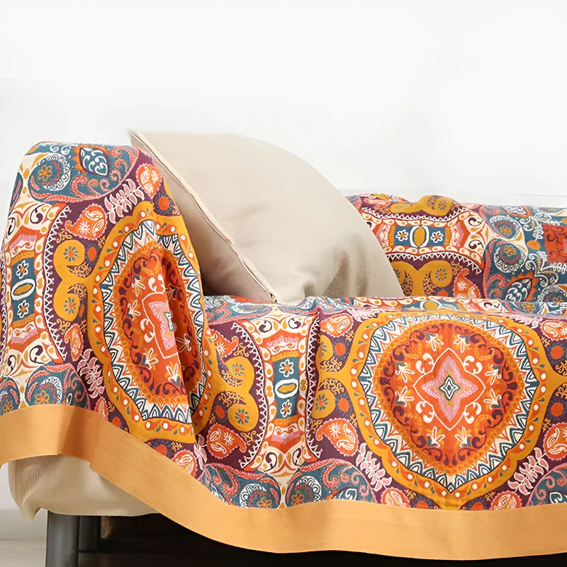 Sunrise Boho Wende-Decke, 100% Baumwolle Kühlende Steppdecke | Brehn