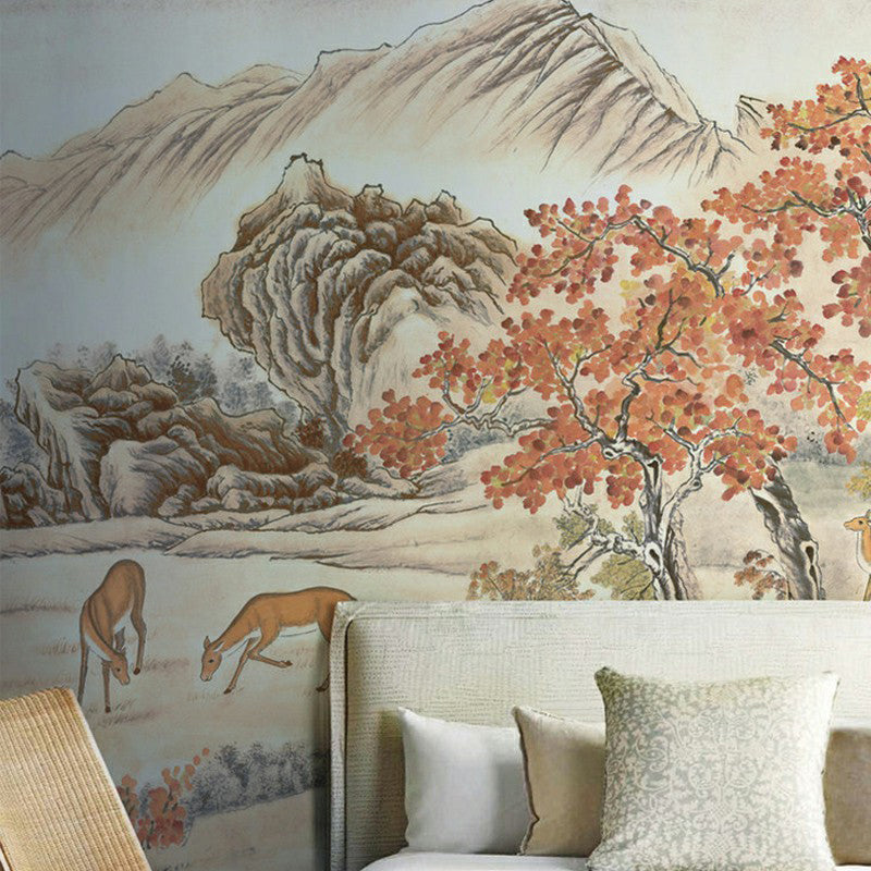 Brehn | Whole Trees Mural Wallpaper für Schlafzimmer Fantasy Forest Wandkunst in Beige, Fleckenresistent