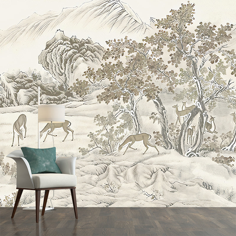 Brehn | Whole Trees Mural Wallpaper für Schlafzimmer Fantasy Forest Wandkunst in Beige, Fleckenresistent