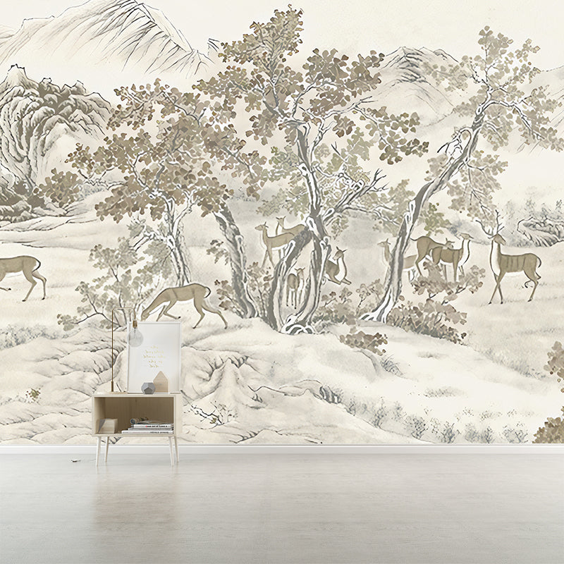 Brehn | Whole Trees Mural Wallpaper für Schlafzimmer Fantasy Forest Wandkunst in Beige, Fleckenresistent