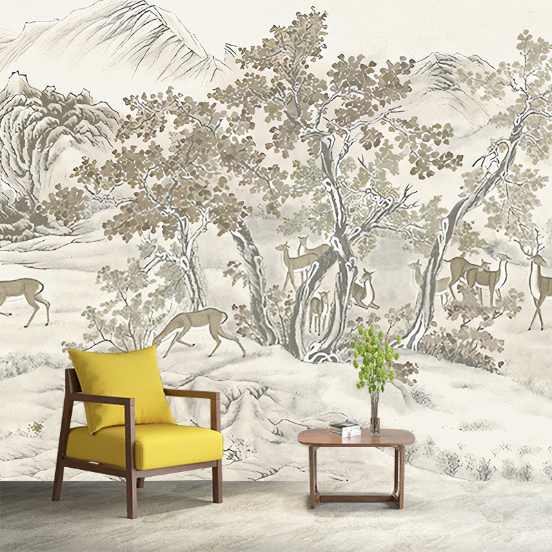 Brehn | Whole Trees Mural Wallpaper für Schlafzimmer Fantasy Forest Wandkunst in Beige, Fleckenresistent