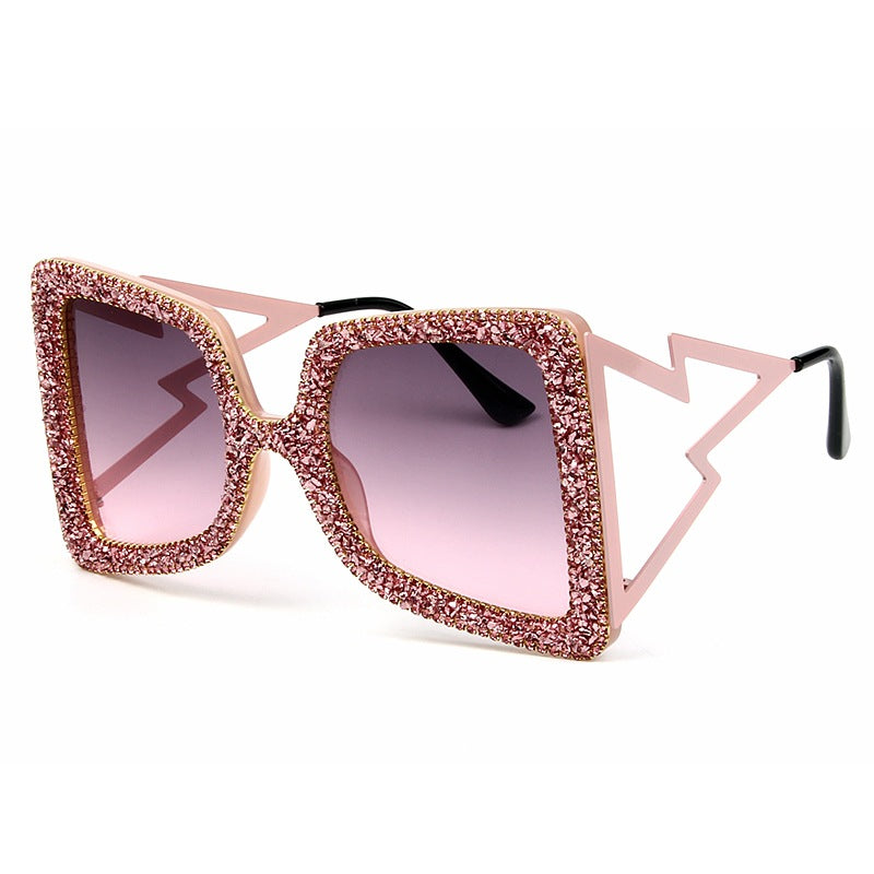Damen übergroße Sonnenbrille mit glitzerndem Kristallrahmen Brehn