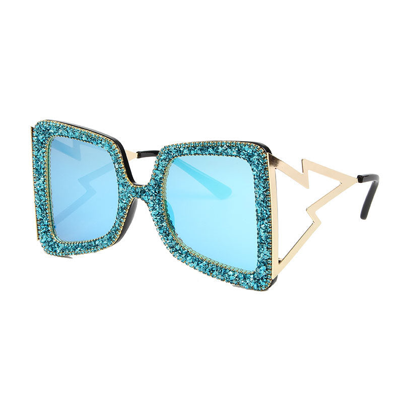Damen übergroße Sonnenbrille mit glitzerndem Kristallrahmen Brehn
