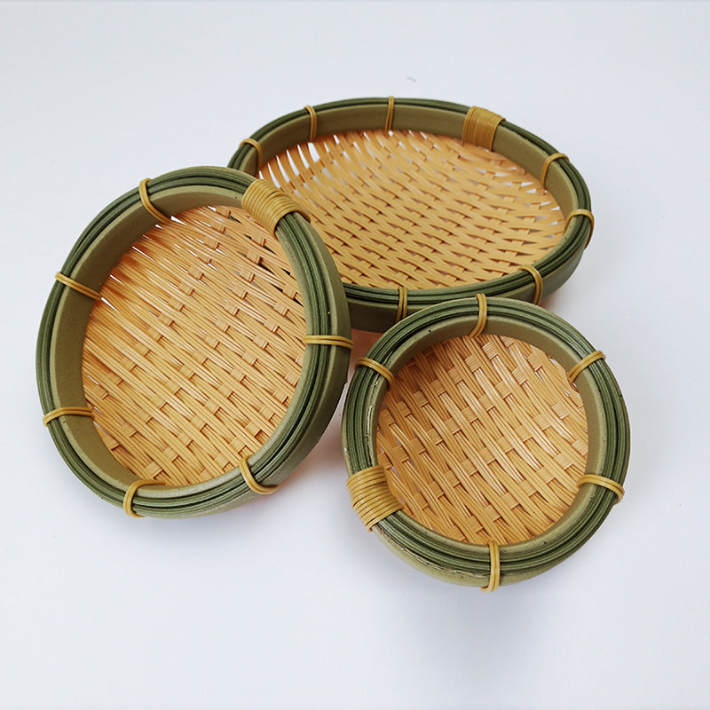 Handgefertigtes rundes geflochtenes Korbset Brehn