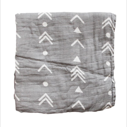 Baumwoll-Musselin Babydecke mit Herzmuster Brehn