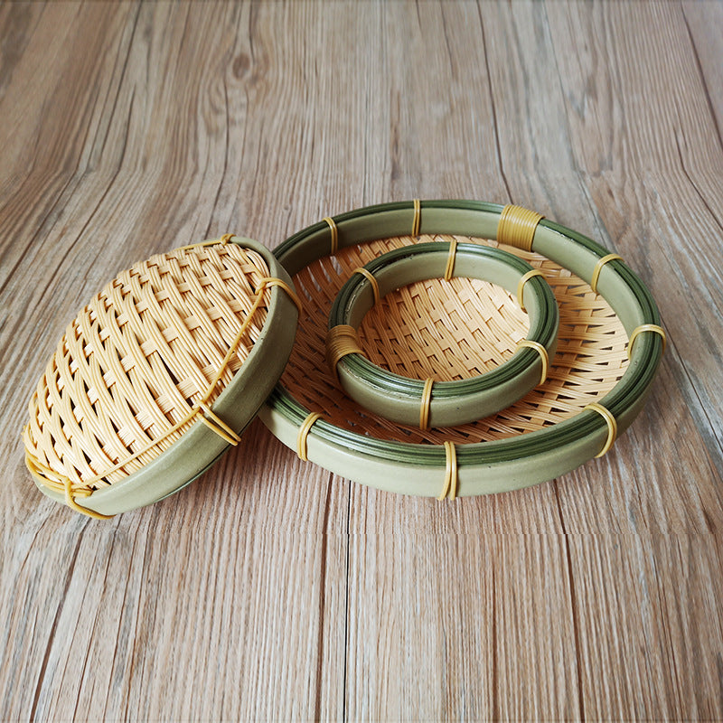 Handgefertigtes rundes geflochtenes Korbset Brehn