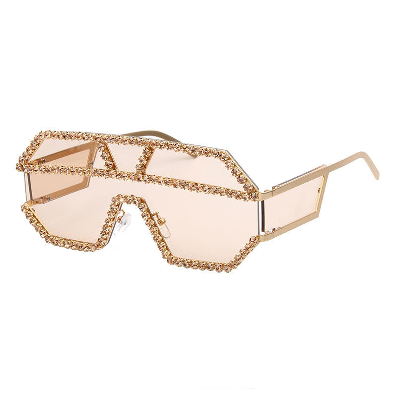 Damen stilvolle Sonnenbrille mit geometrischem Rahmen und Strassverzierung Brehn