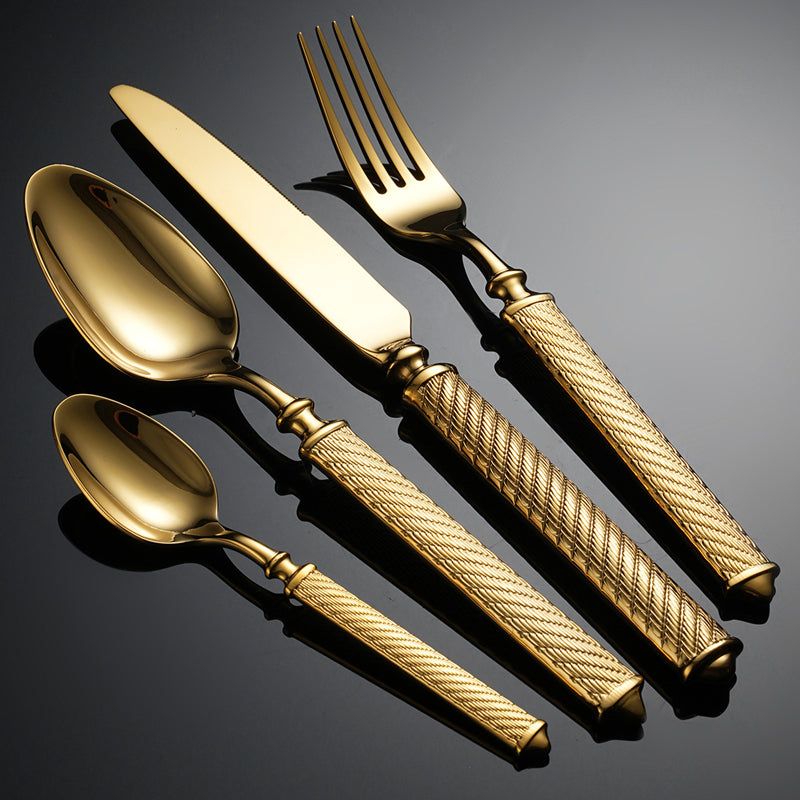 Realm Texturiertes Gold Luxus Besteckset | Brehn