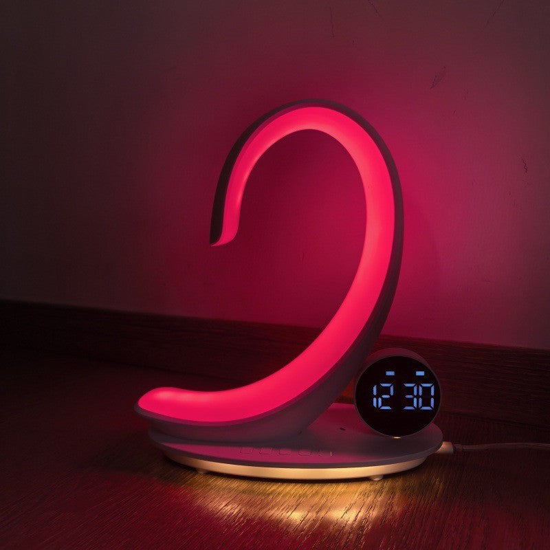 C-förmige LED-Stimmungsleuchte mit Digitaluhr und Rotlicht