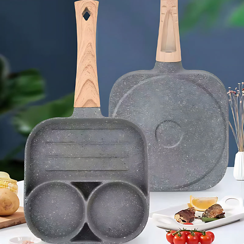 Eierpfanne mit vier Mulden, Frühstücksomelett-Pfanne, Haushaltsbratpfanne, Antihaftpfanne