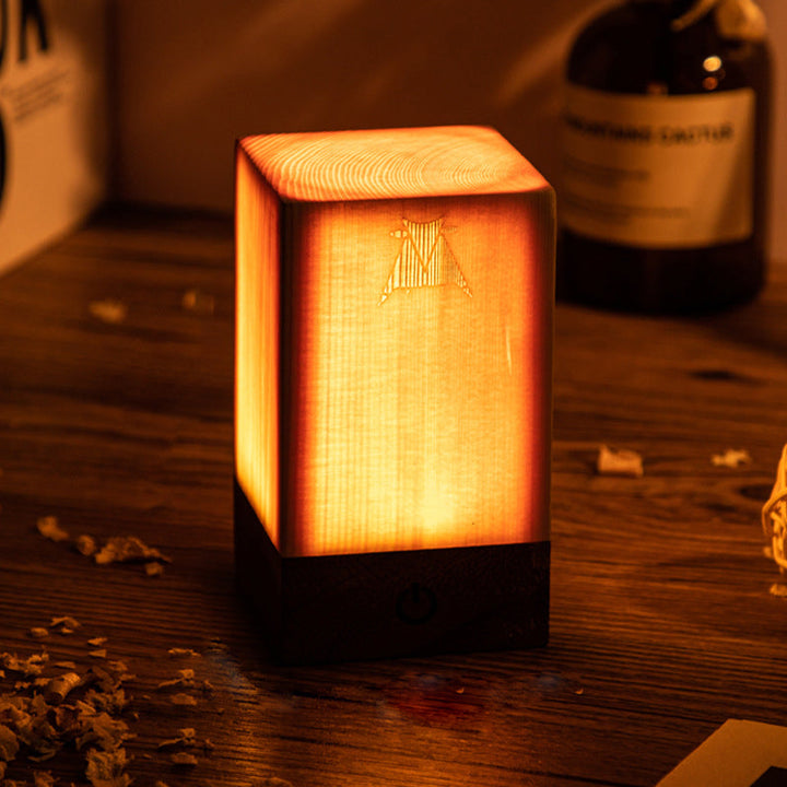 Drahtlose LED-Tischlampe mit Touch-Steuerung | Wiederaufladbarer Akku | Holzmaserung Design | Einstellbare Helligkeit | Brehn