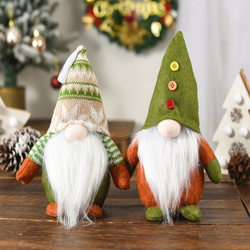 Brehn | Weihnachtsgrüne gesichtslose alte Mann-Elfenfigur