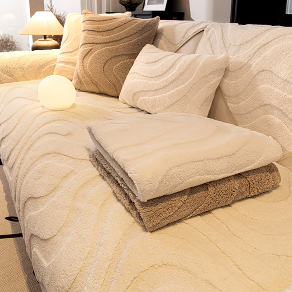 Warme Plüsch Kurvige Jacquard Rutschfeste Sofa-Schutzhülle | Brehn