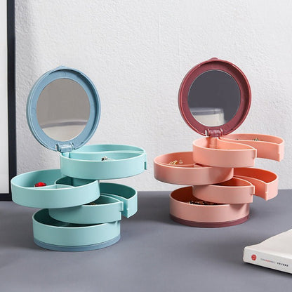 Brehn | Schmuckbox - 360° drehbare Aufbewahrungsbox für Schmuck, maximaler Schutz und Organisation