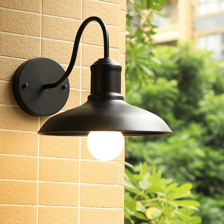 Retro Loft Dome Iron Outdoor Waterproof 1-flammige Wandleuchte mit gebogenem Arm