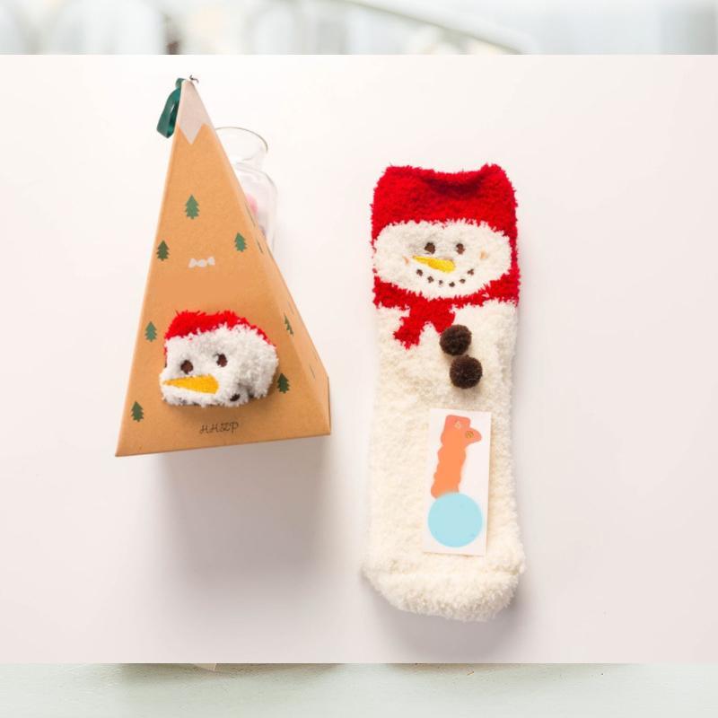 Brehn | 4 Paar Weihnachts-Themen Korall-Fleece weiche warme Socken