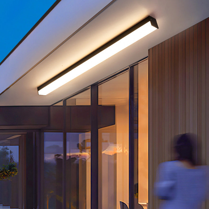 Moderner Minimalistischer Langer Rechteckiger Aluminium PC LED Einbau-Deckenleuchte Für Außenpatio | Brehn