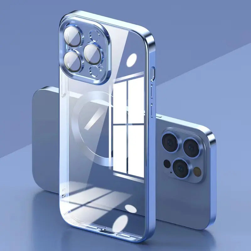 Galvanisierte, kabellose magnetische Ladehülle mit integriertem Objektiv für iPhone