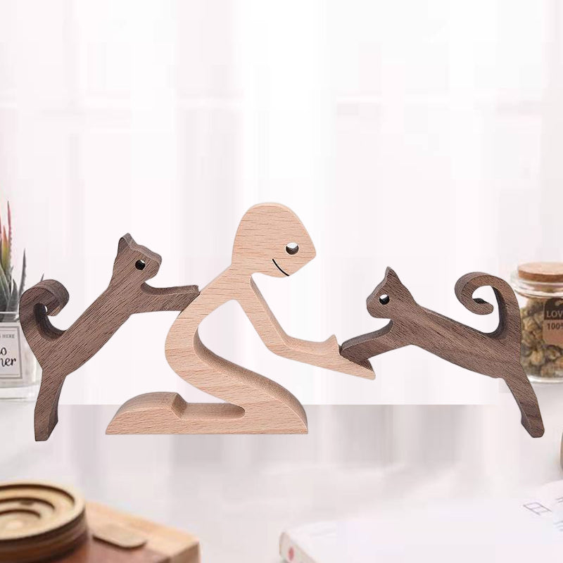 Brehn | Geschenk für Tierliebhaber - Holzskulptur Tisch Ornamente - Die Liebe zwischen Ihnen und Ihrem pelzigen Freund