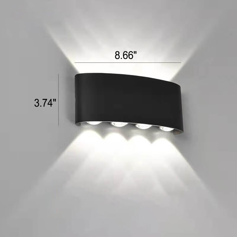 Moderne LED-Wandleuchte mit Bogenstrahler nach oben und unten, wasserdicht, für den Außenbereich