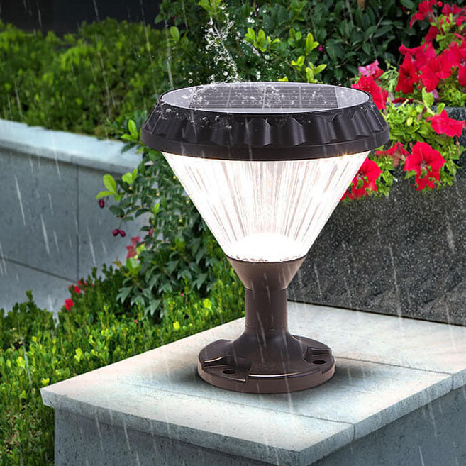 Modernes schwarzes Solar-Druckguss-Aluminium-Glas-Außen-Patio-Wasserdicht-Säulen-Hochlicht | Brehn