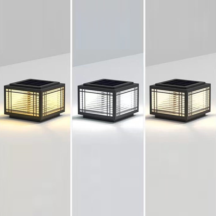 Traditionelle chinesische quadratische Aluminium-Glas 1-Licht Post Kopf Licht für Garten | Brehn