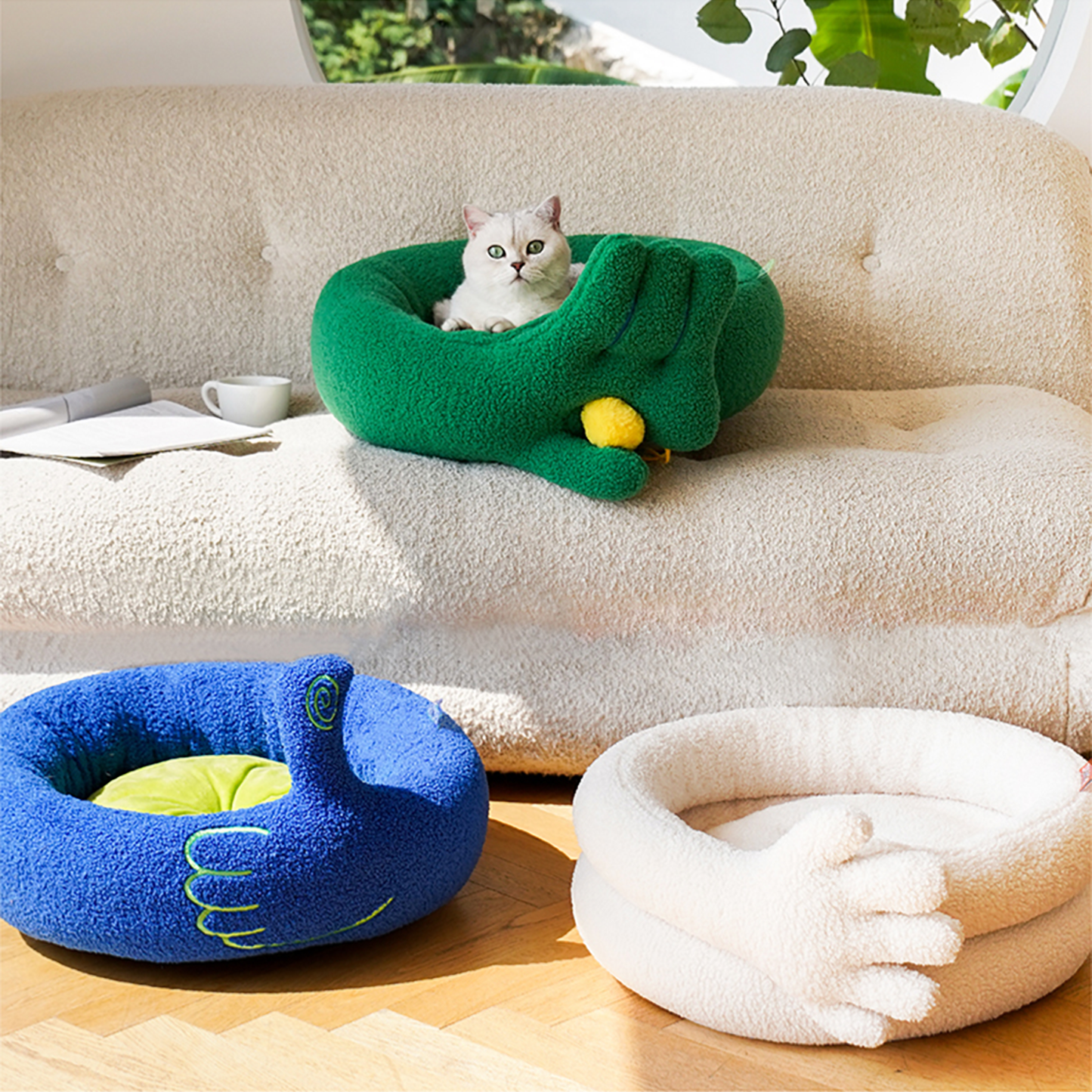 Pawsome Gesture Haustierbett Bequem Plüsch Hund Katze Bett Abnehmbares Kissen | Brehn