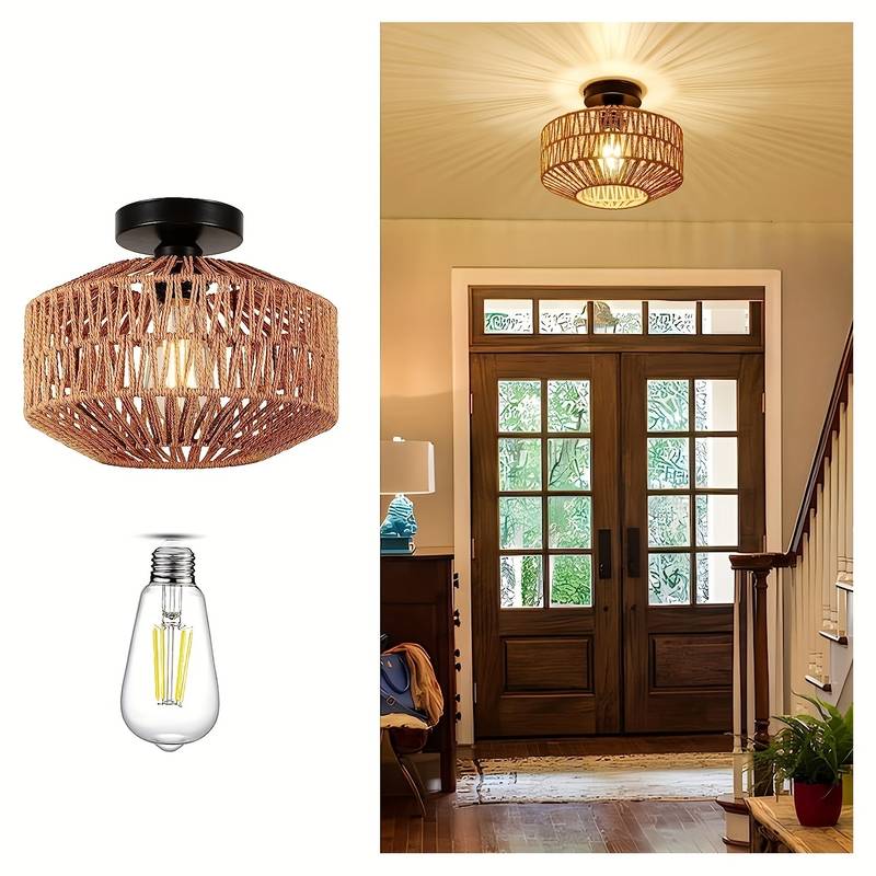 Brehn | WovenCap Deckenleuchte - Boho Chic - Rustikale Eleganz - Moderne Vielseitigkeit