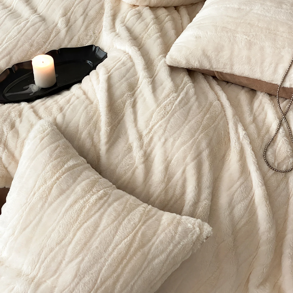 Luxuriöses Milchfaser-Fleece Bettwäsche-Set, einfarbig