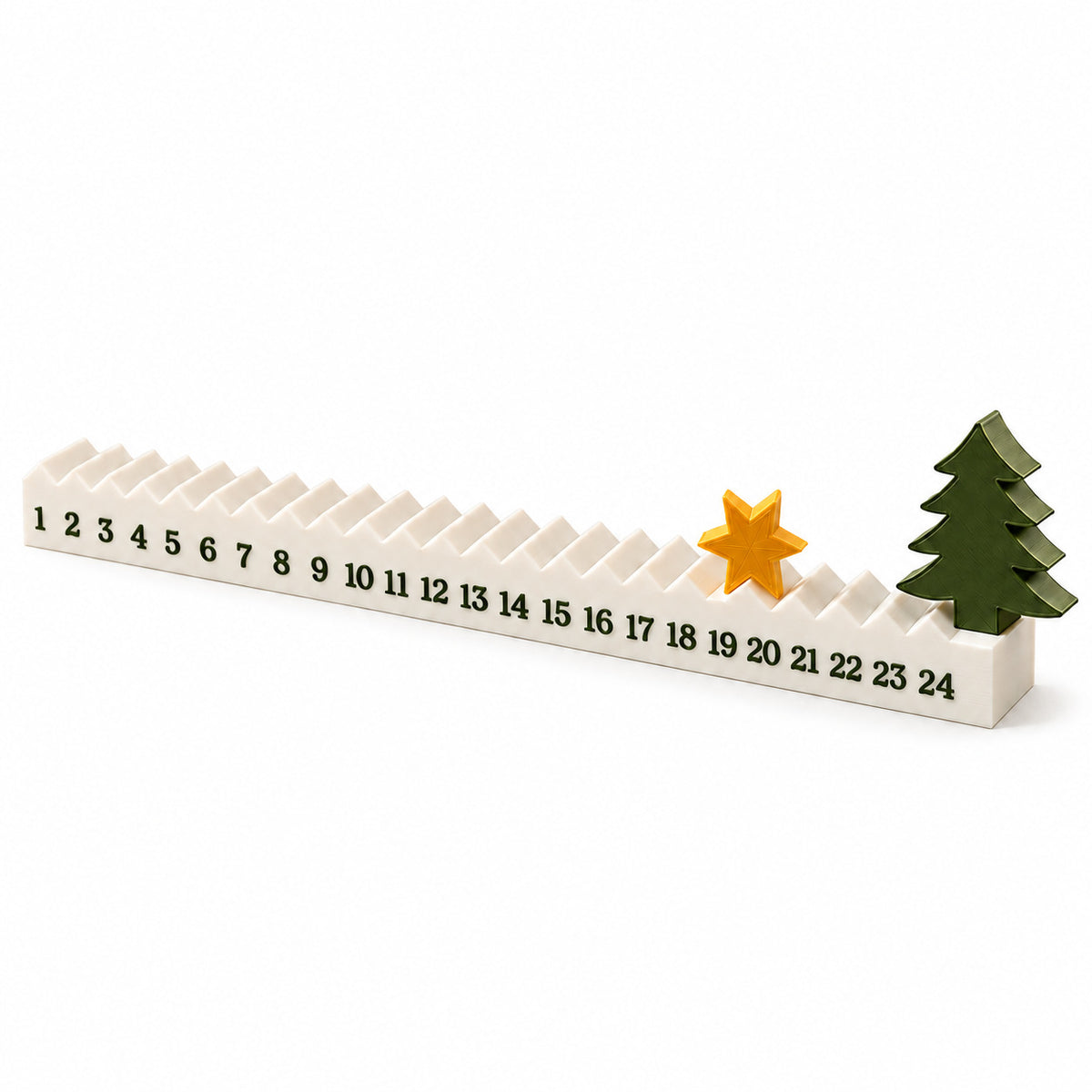 3D-gedruckter Weihnachtsbaum-Adventskalender als Tischdeko