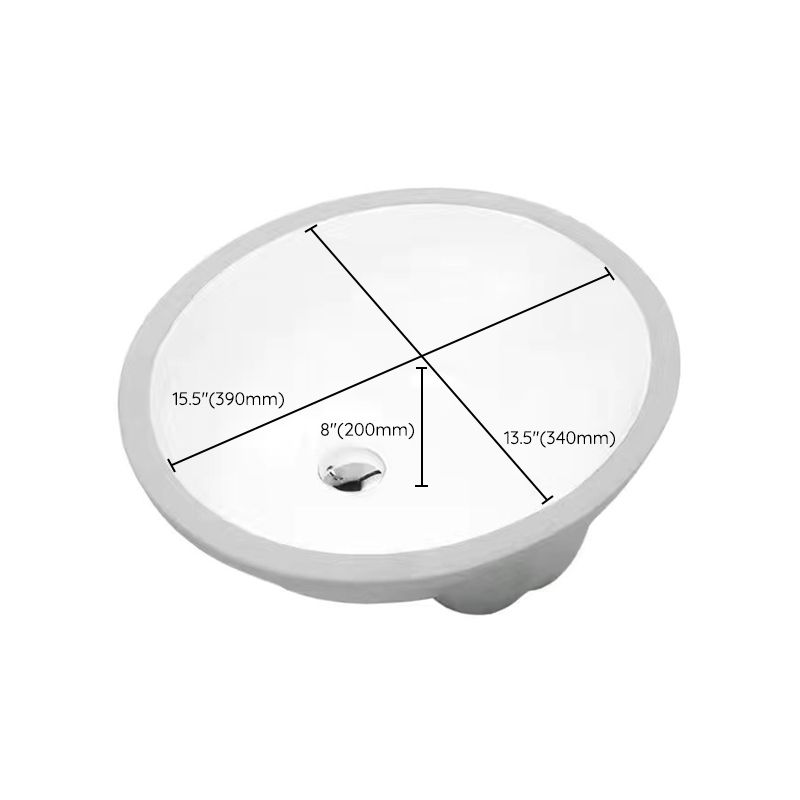Modern Unterbauwaschbecken Oval Porzellan mit Pop-Up Abfluss