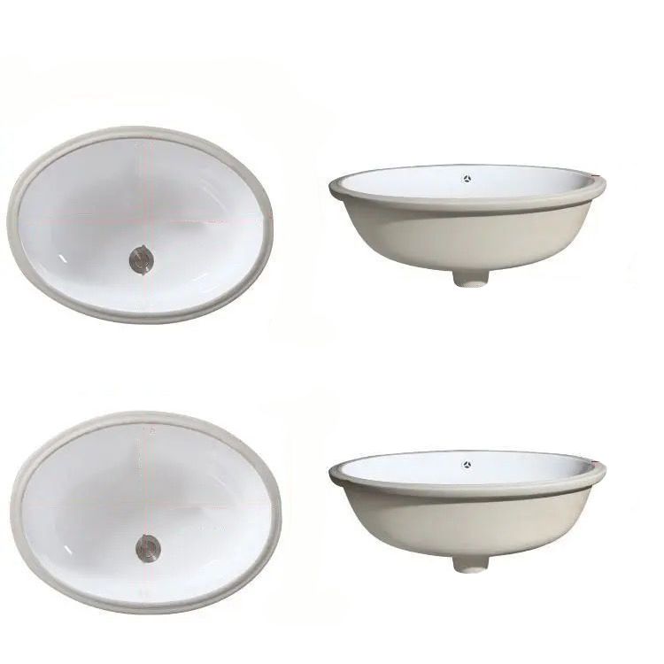 Modern Unterbauwaschbecken Oval Porzellan mit Pop-Up Abfluss