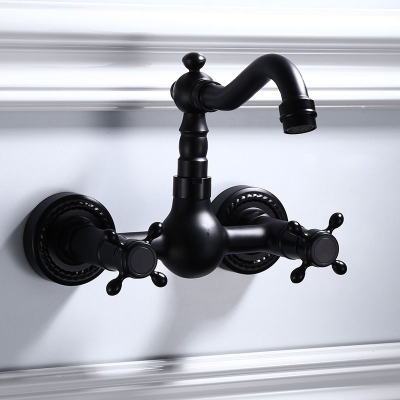 Schwarze Wandmontierte Badezimmerarmatur Amerikanischer Klassischer Weitreichender Wasserhahn